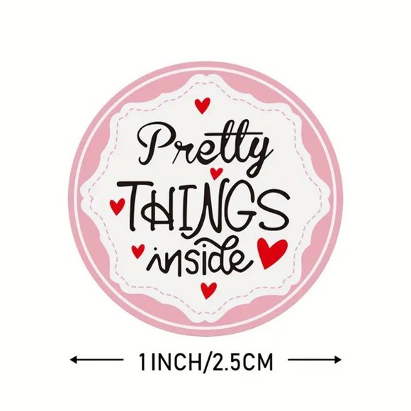NEW 500 Stickers Pretty Things Inside Stickers, Round Thank You Stickers - Pink - Picture 4 of 4